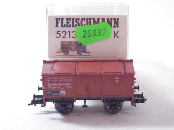 »FLEISCHMANN 5213 H0 DC · KLAPPDECKELWAGEN DER DRG · OVP«